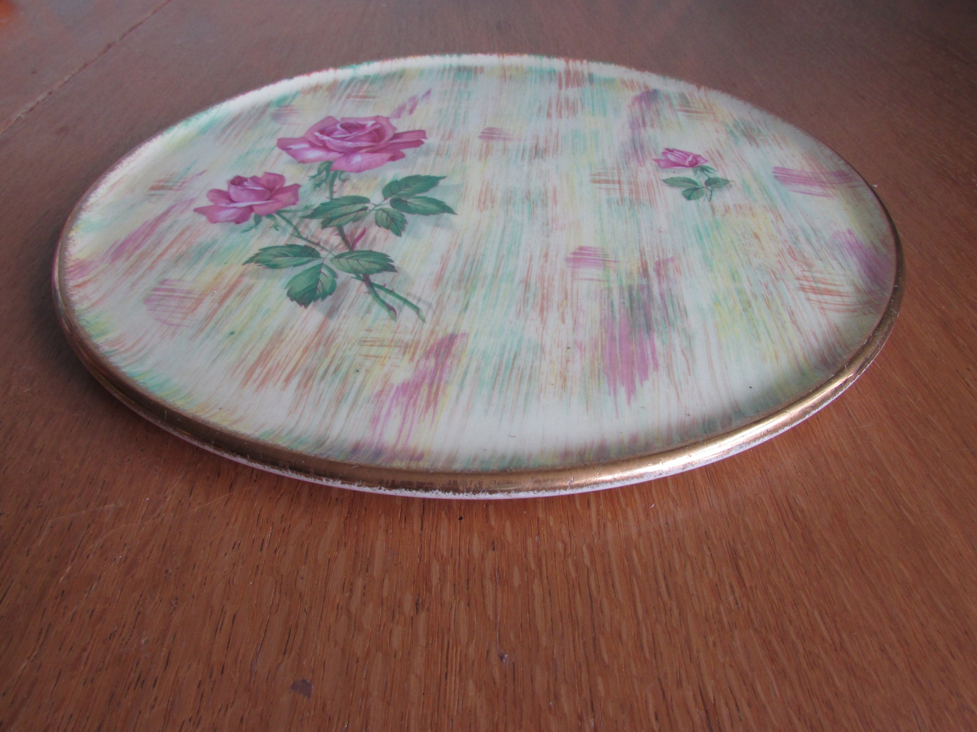 Mid-century Barker Bros Royal Tudorware Shadow Rose plate, gilt edged