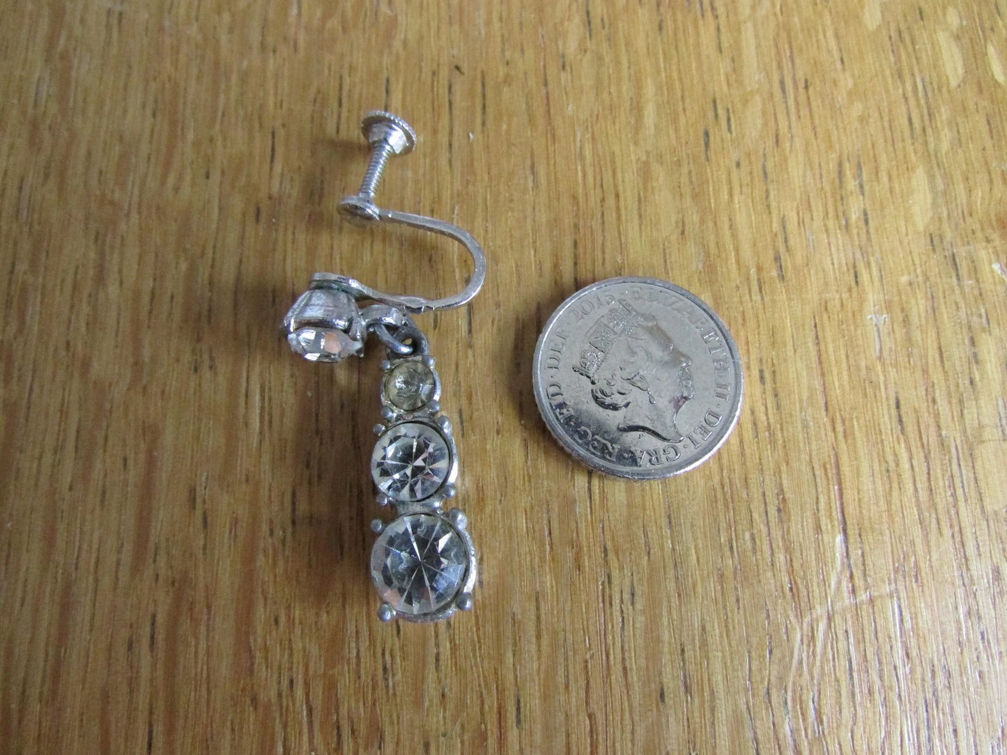 Vintage diamanté drop screw-back earrings