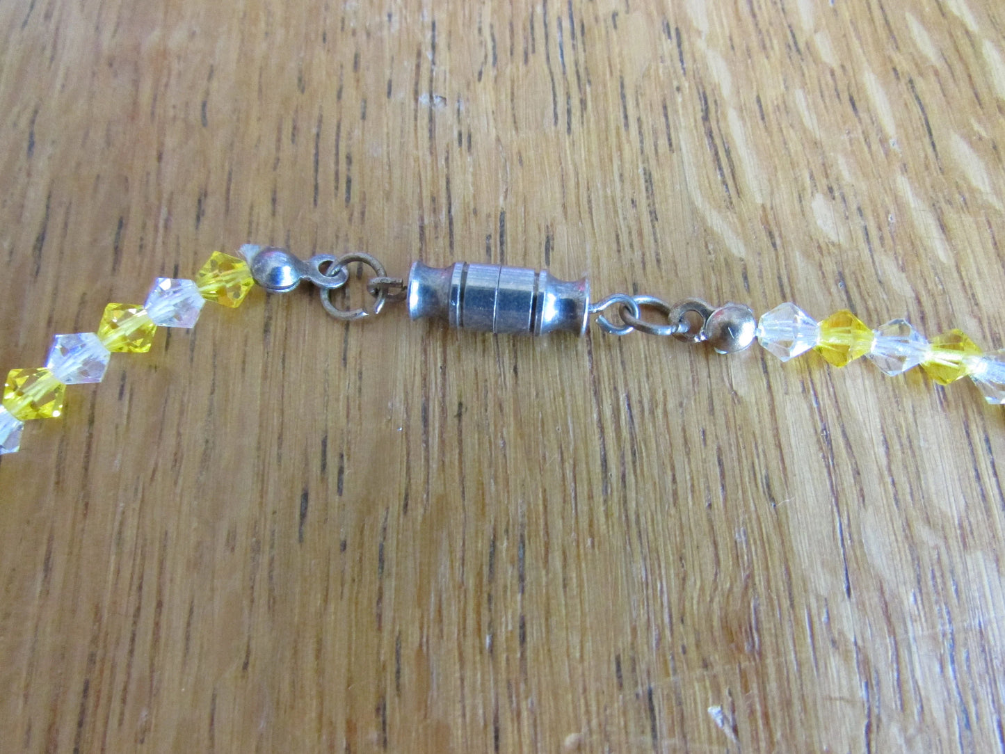 1940s/1950s yellow & clear bicone crystal bead necklace