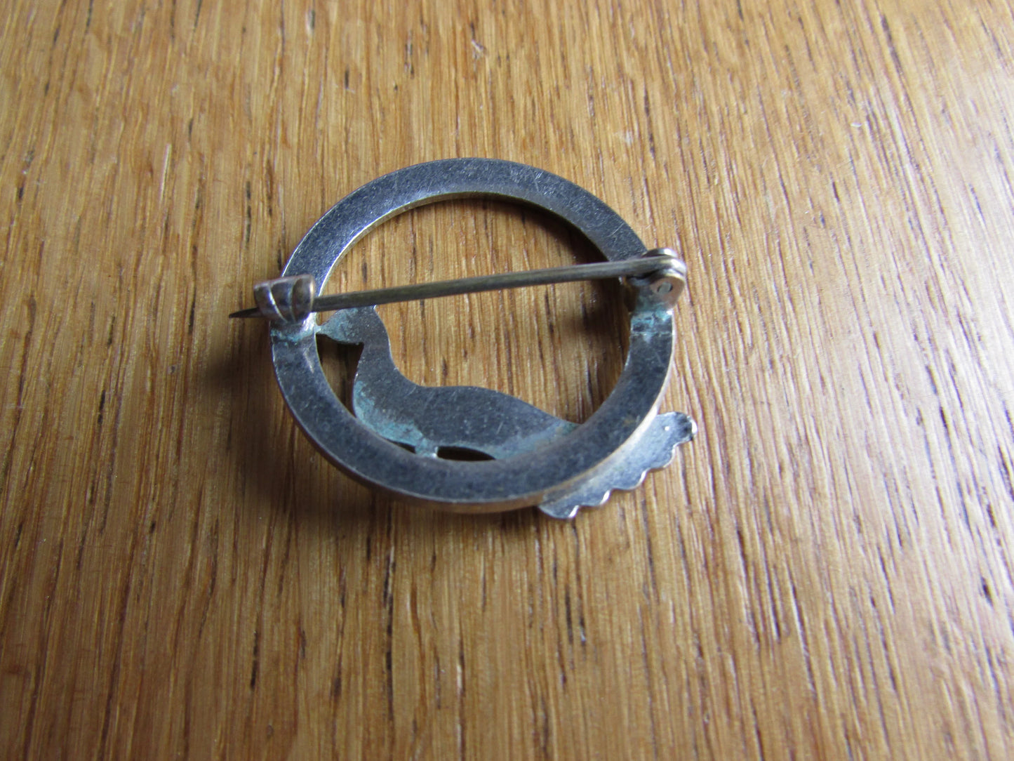 Art Deco marcasite circle peacock brooch