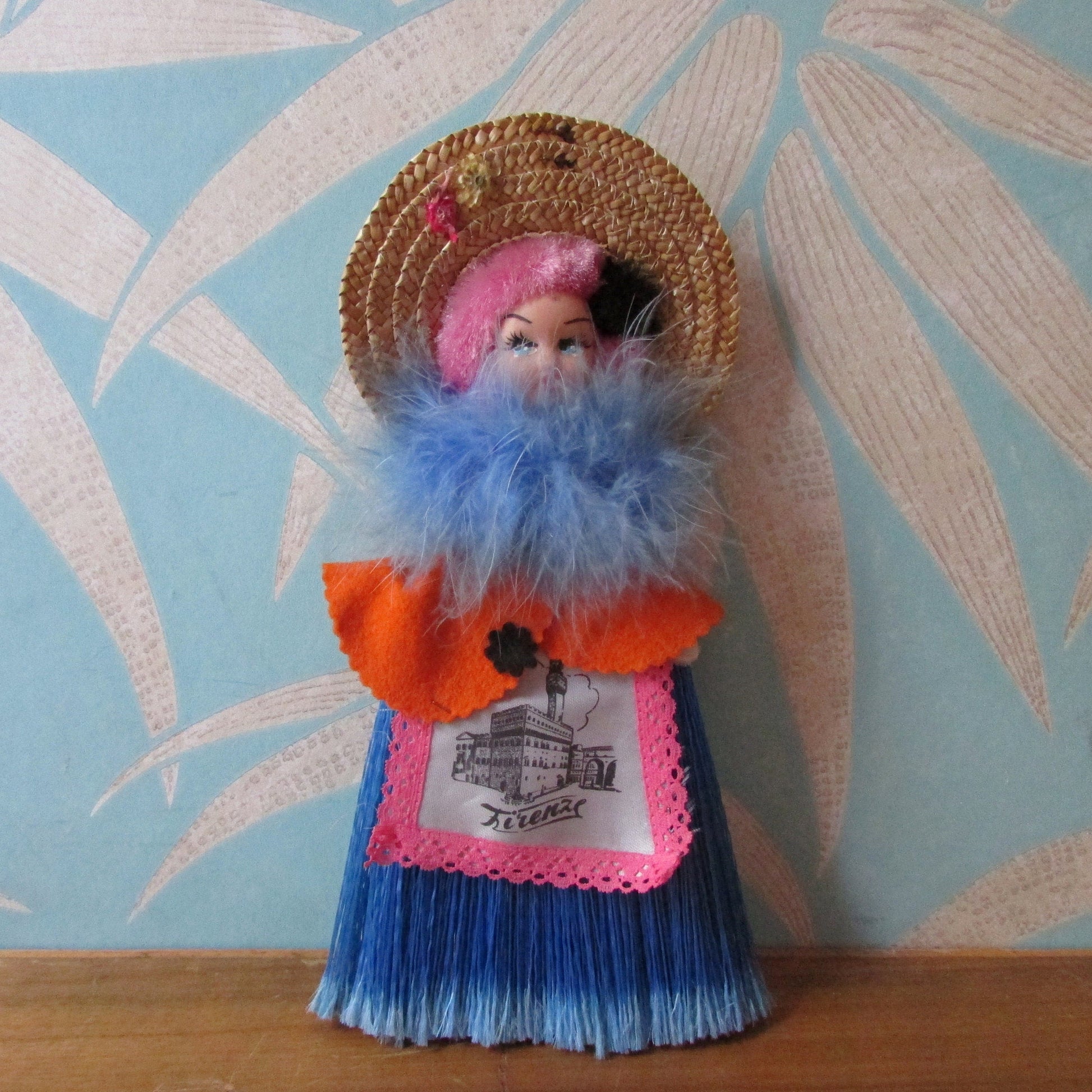 Vintage kitsch Italian souvenir doll crumb brush