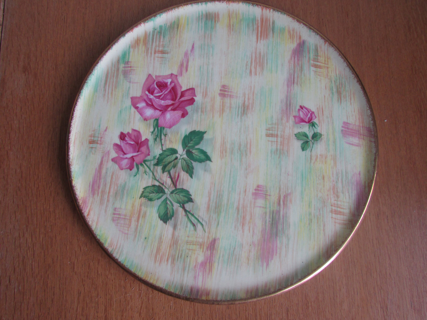Mid-century Barker Bros Royal Tudorware Shadow Rose plate, gilt edged
