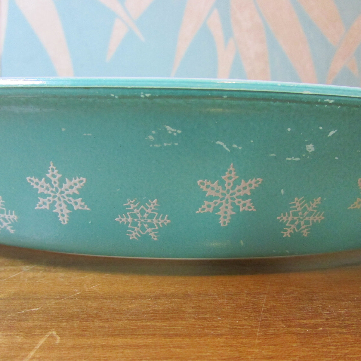 1960s JAJ Pyrex turquoise Snowflake spacesaver divided serving dish