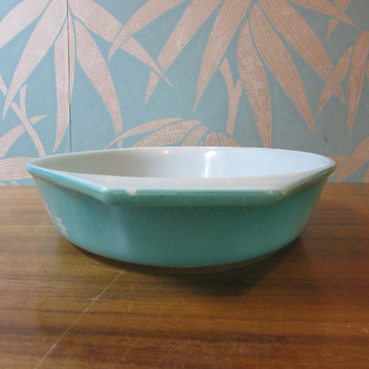 1960s JAJ Pyrex turquoise Snowflake spacesaver divided serving dish