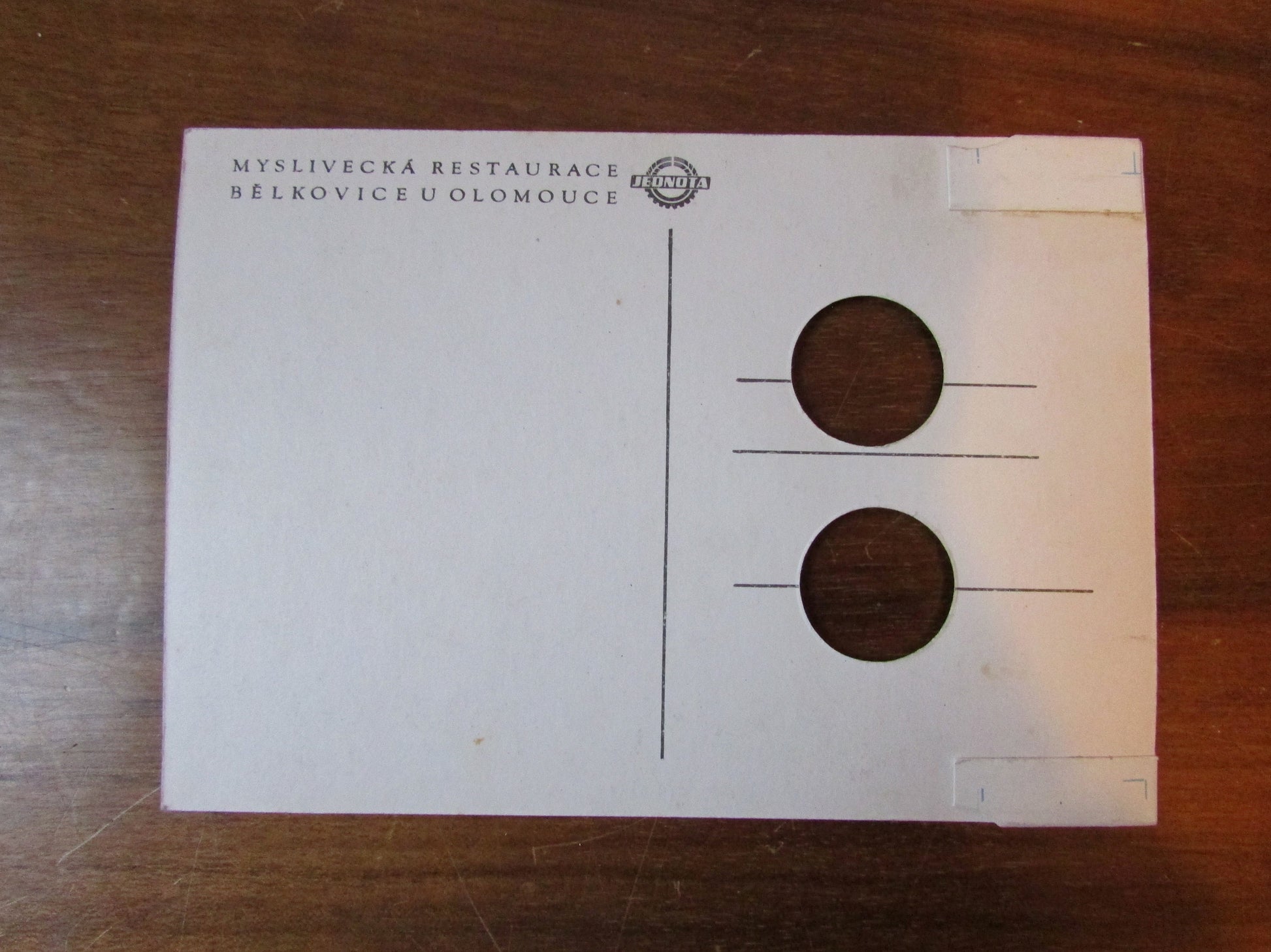 Pair of kitsch vintage Czechoslovakian finger hole postcards