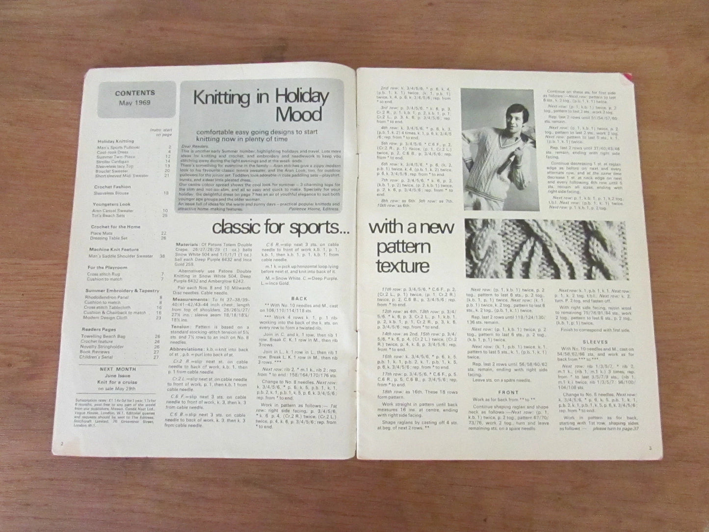 1969 Stitchcraft knitting booklet; Knitting in Holiday Mood