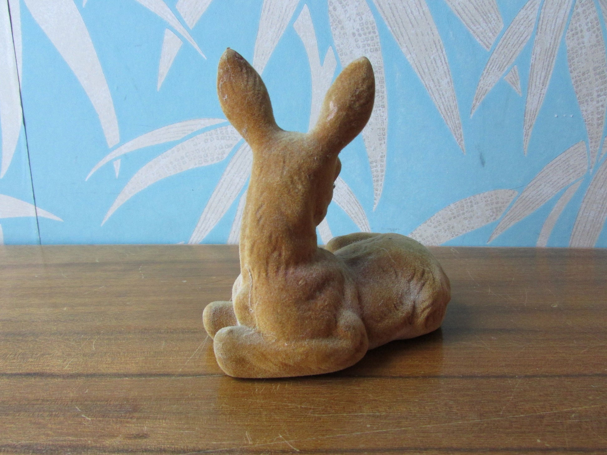1960s SC flocked plastic sitting deer ornament