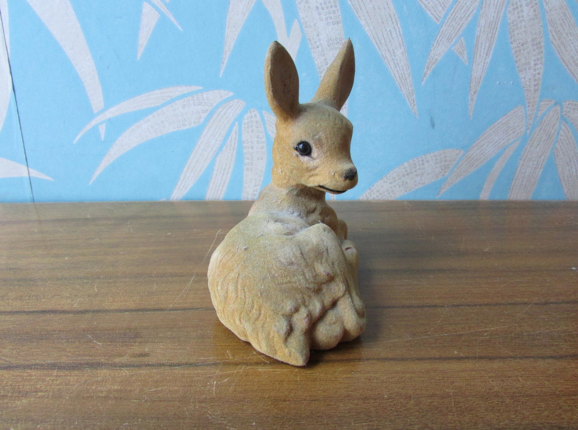 1960s SC flocked plastic sitting deer ornament