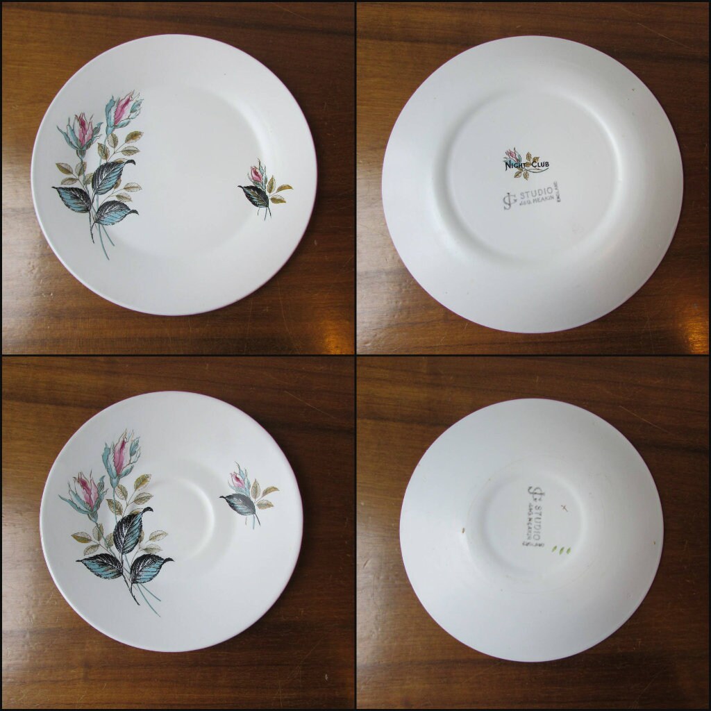 1959 J&G Meakin Studio "Night Club" rose patterned tea set