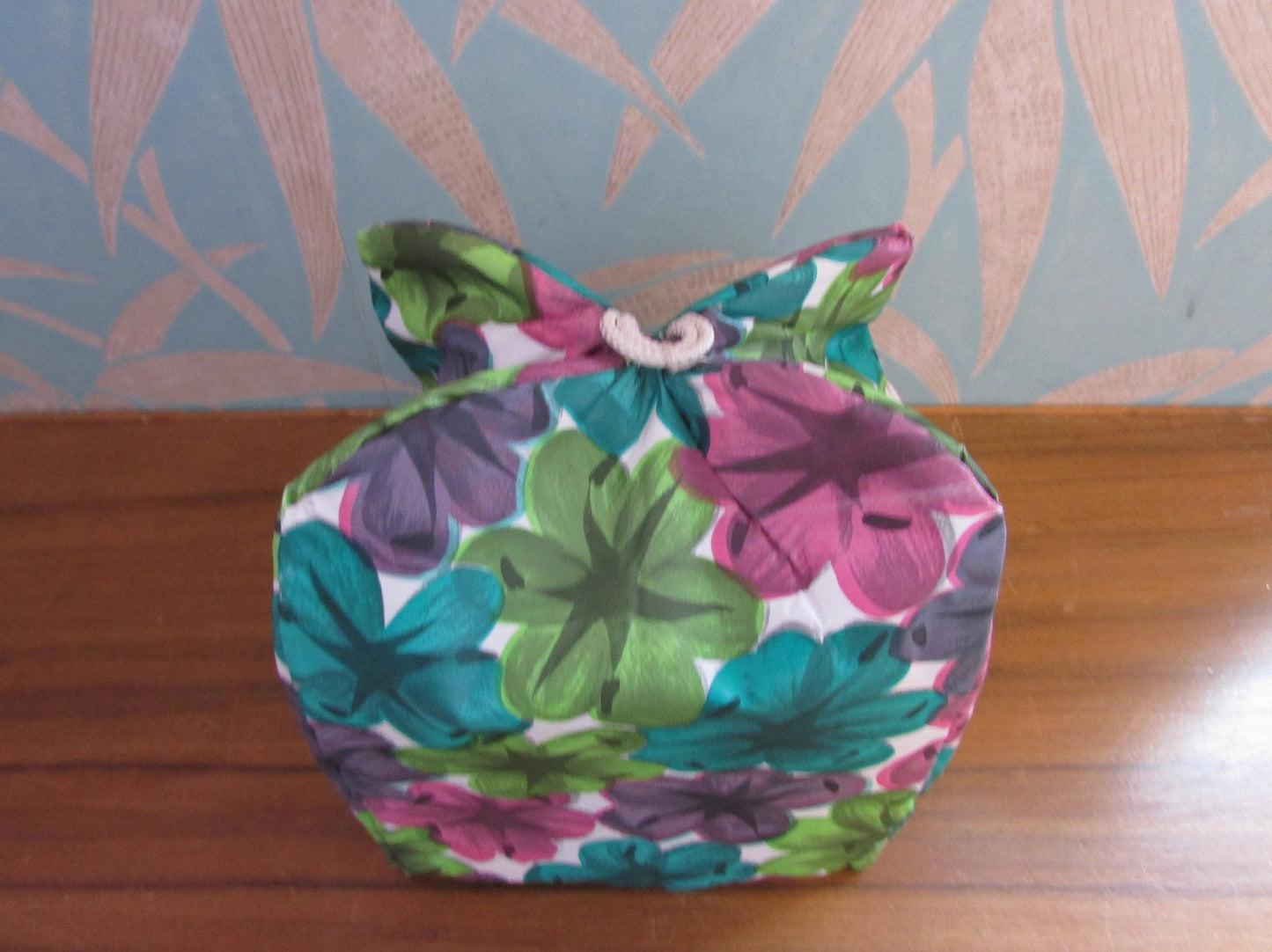 Vintage "Hot-Pot" brightly-coloured floral Petal wadded tea cosy, XL