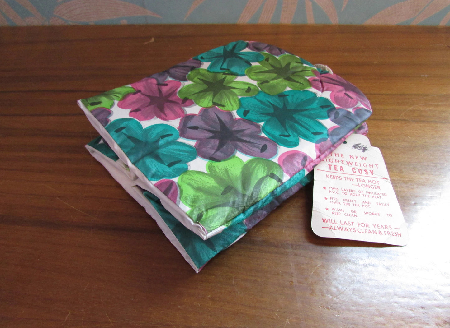 Vintage "Hot-Pot" brightly-coloured floral Petal wadded tea cosy, XL