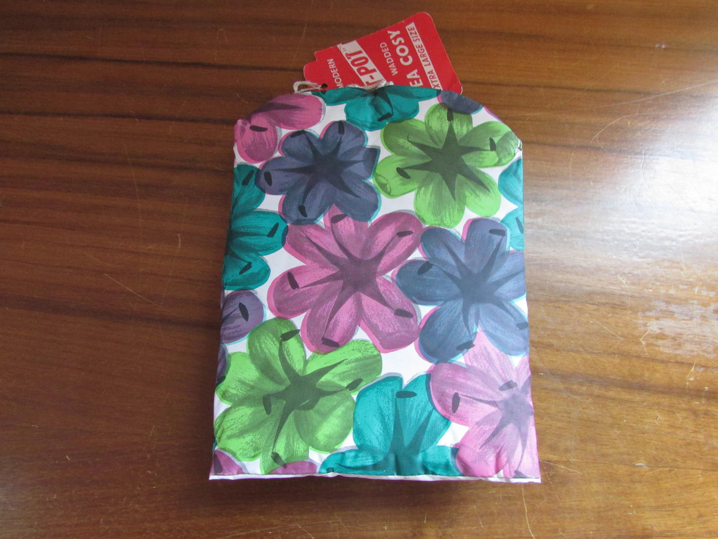 Vintage "Hot-Pot" brightly-coloured floral Petal wadded tea cosy, XL