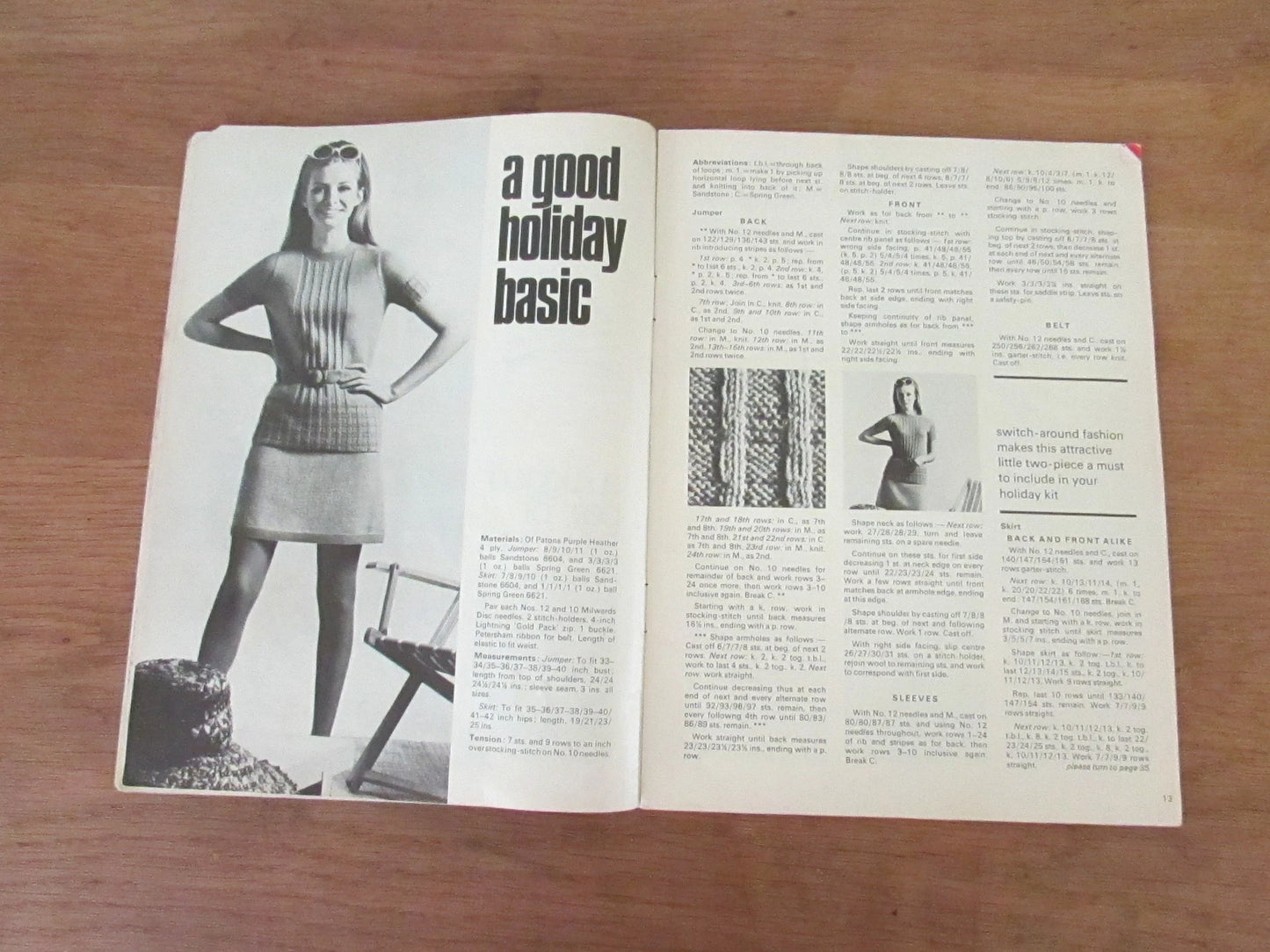 1969 Stitchcraft knitting booklet; Knitting in Holiday Mood