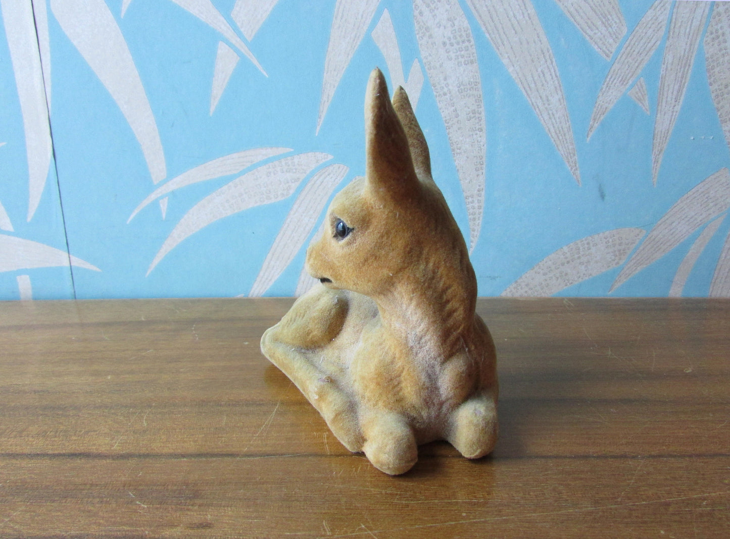 1960s SC flocked plastic sitting deer ornament