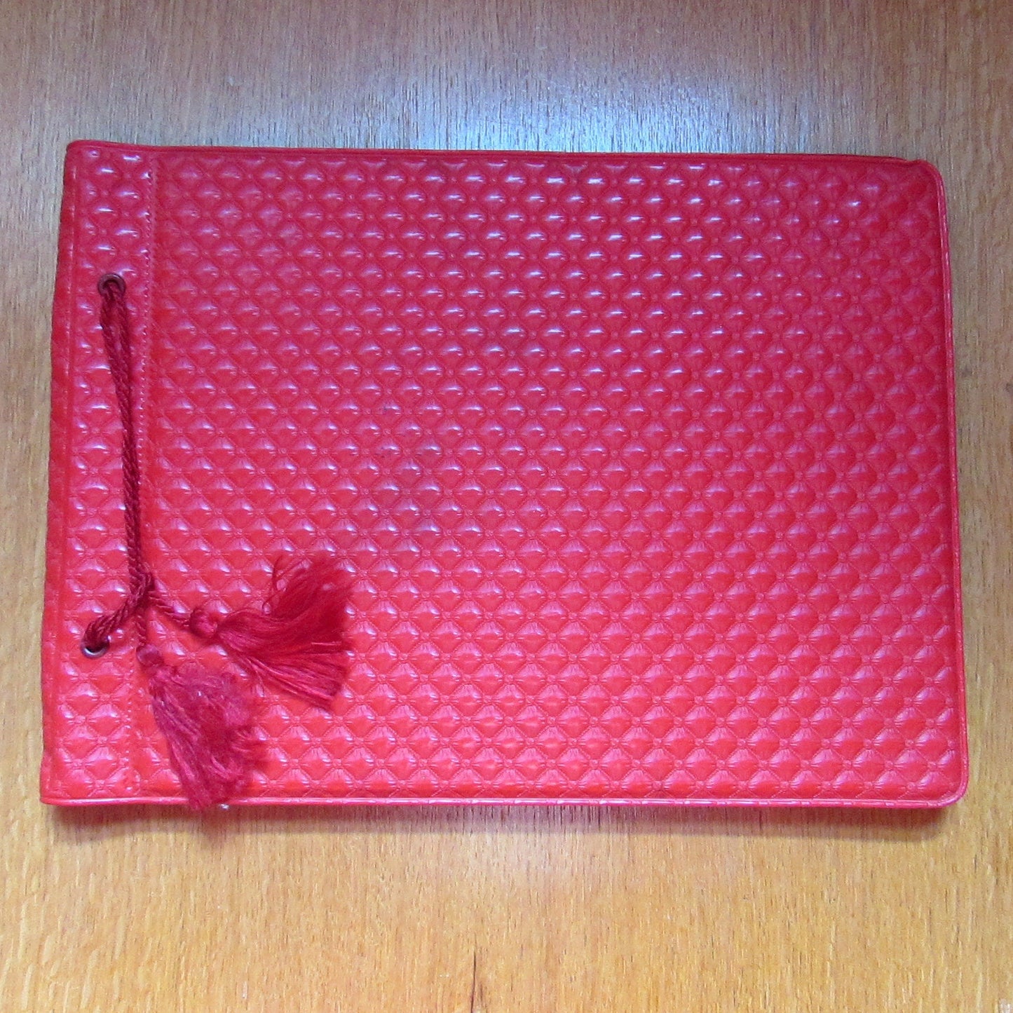 Vintage unused photo album, red quilted/embossed vinyl