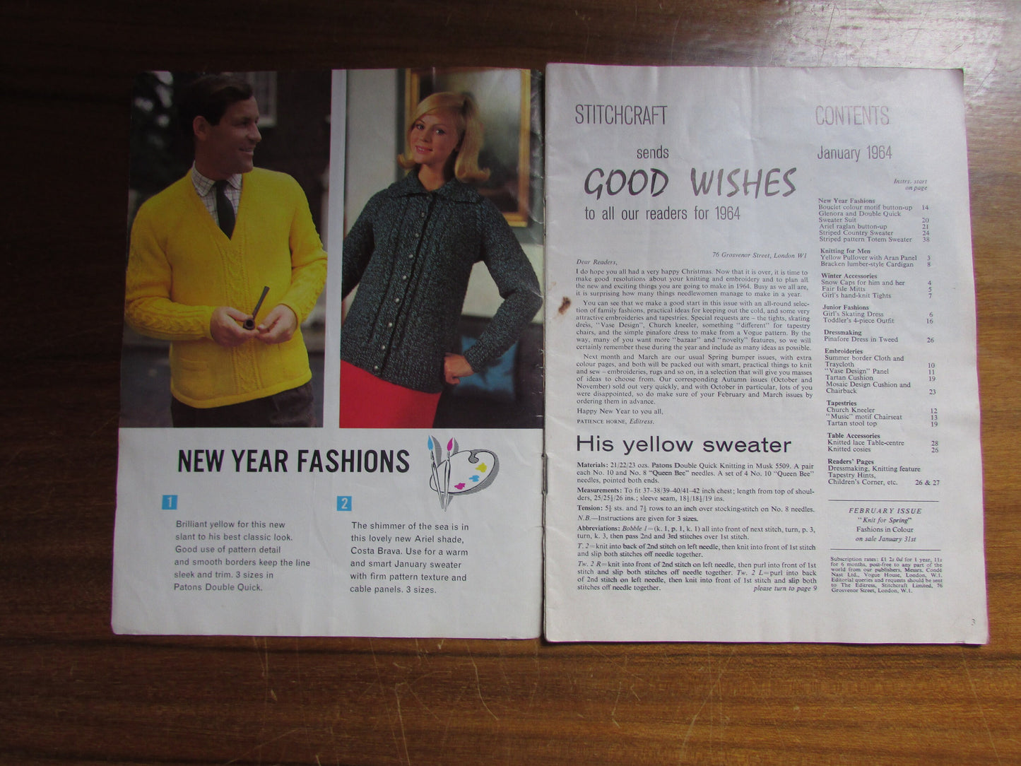 January 1964 Stitchcraft knitting & embroidery pattern booklet