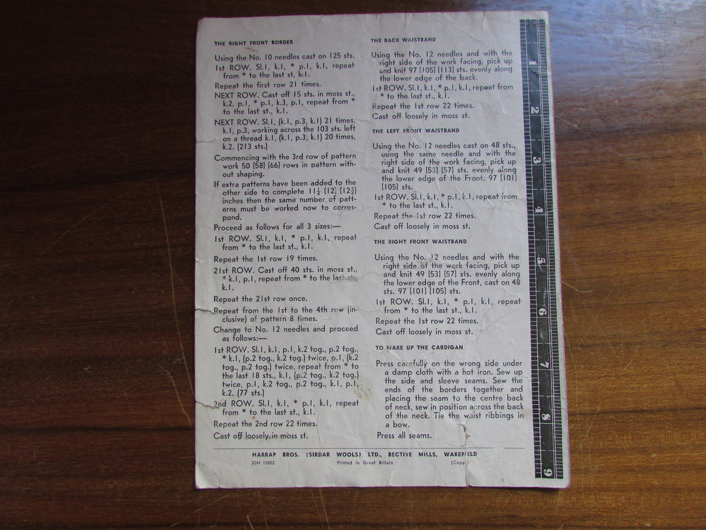 1960s Sirdar 1762 knitting pattern for lady's bolero cardigan