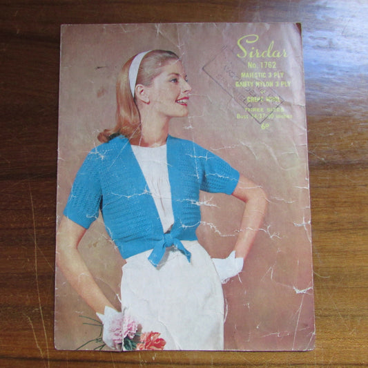 1960s Sirdar 1762 knitting pattern for lady's bolero cardigan