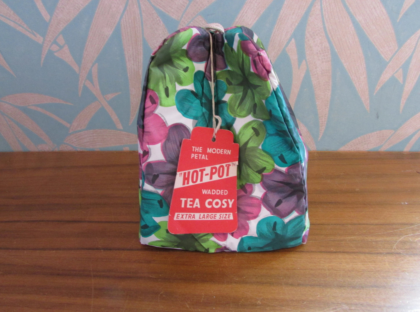 Vintage "Hot-Pot" brightly-coloured floral Petal wadded tea cosy, XL