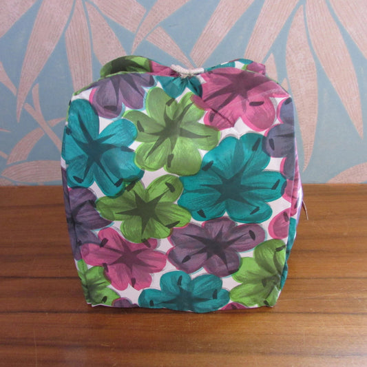 Vintage "Hot-Pot" brightly-coloured floral Petal wadded tea cosy, XL