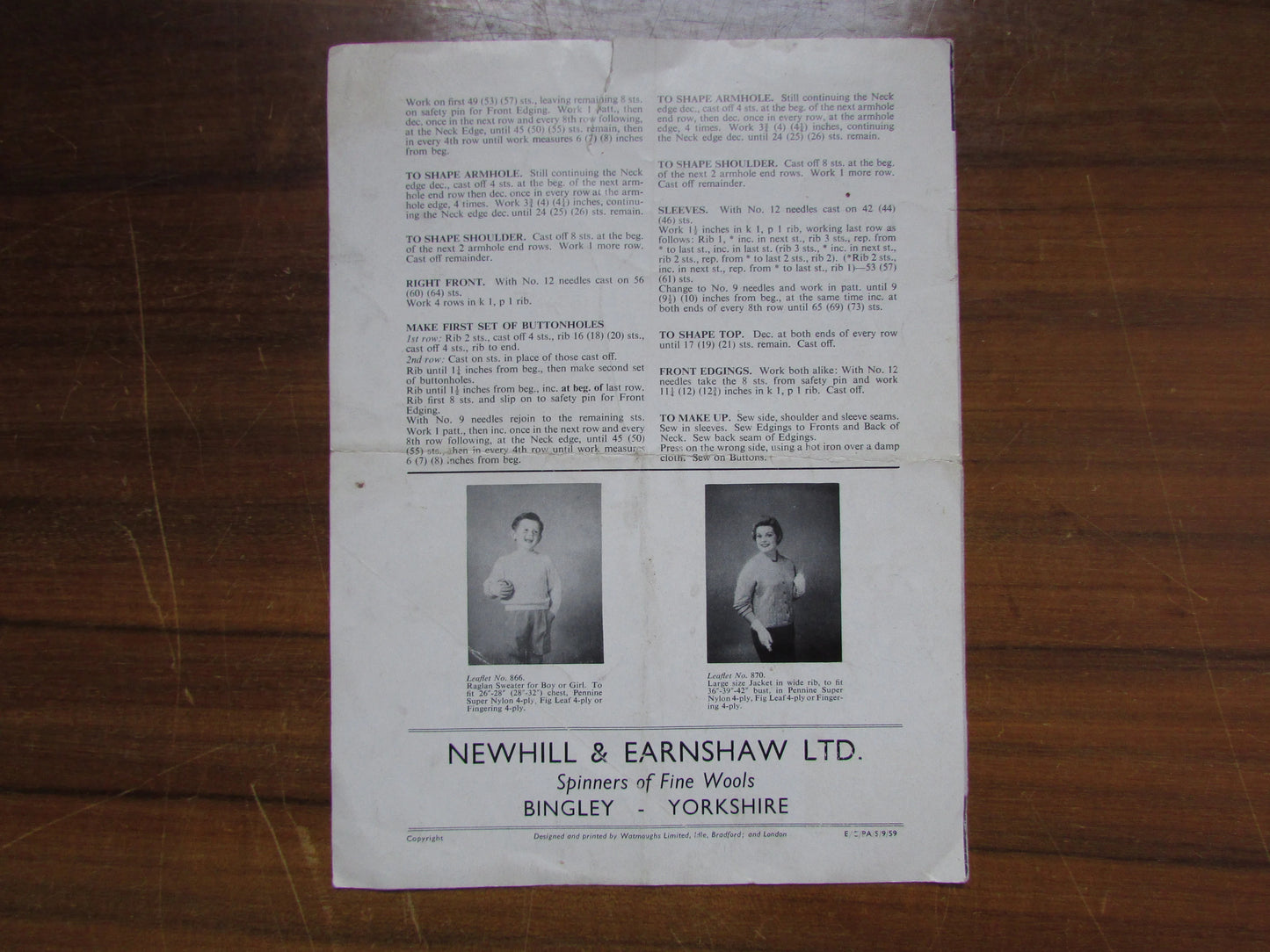 1950s Pennine 856 knitting pattern for girl's windcheater, & cross-over cardigans