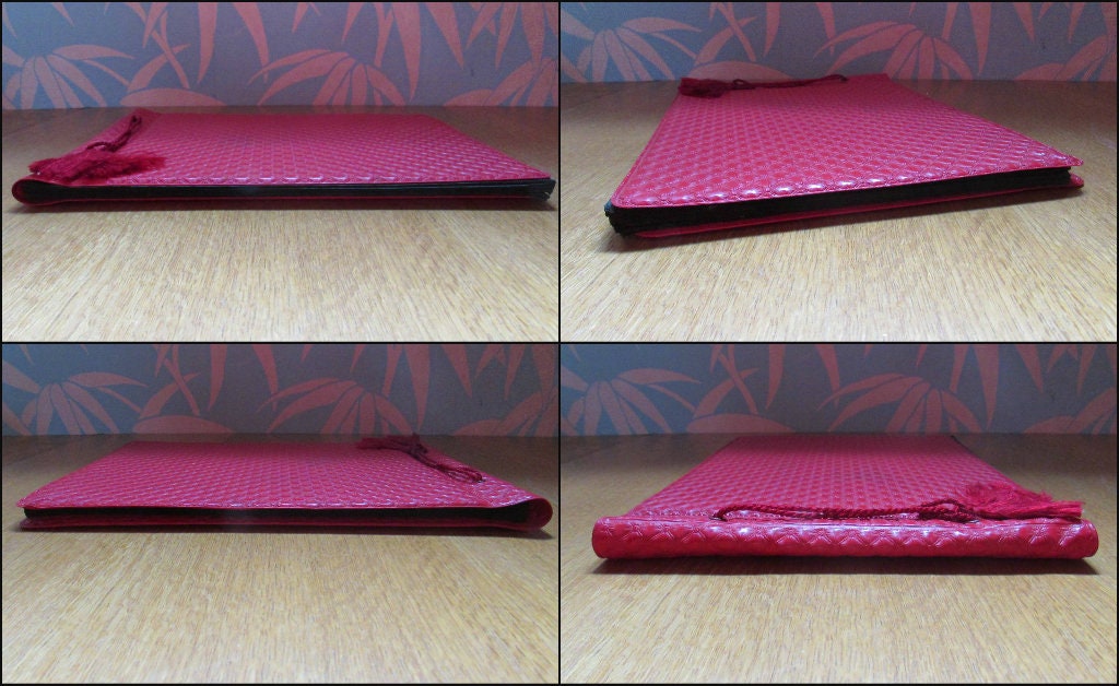 Vintage unused photo album, red quilted/embossed vinyl