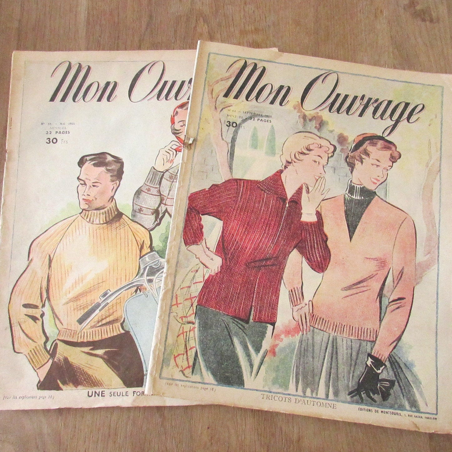 Two 1950s Mon Ouvrage (French women's craft magazines), Nos 50, & 84