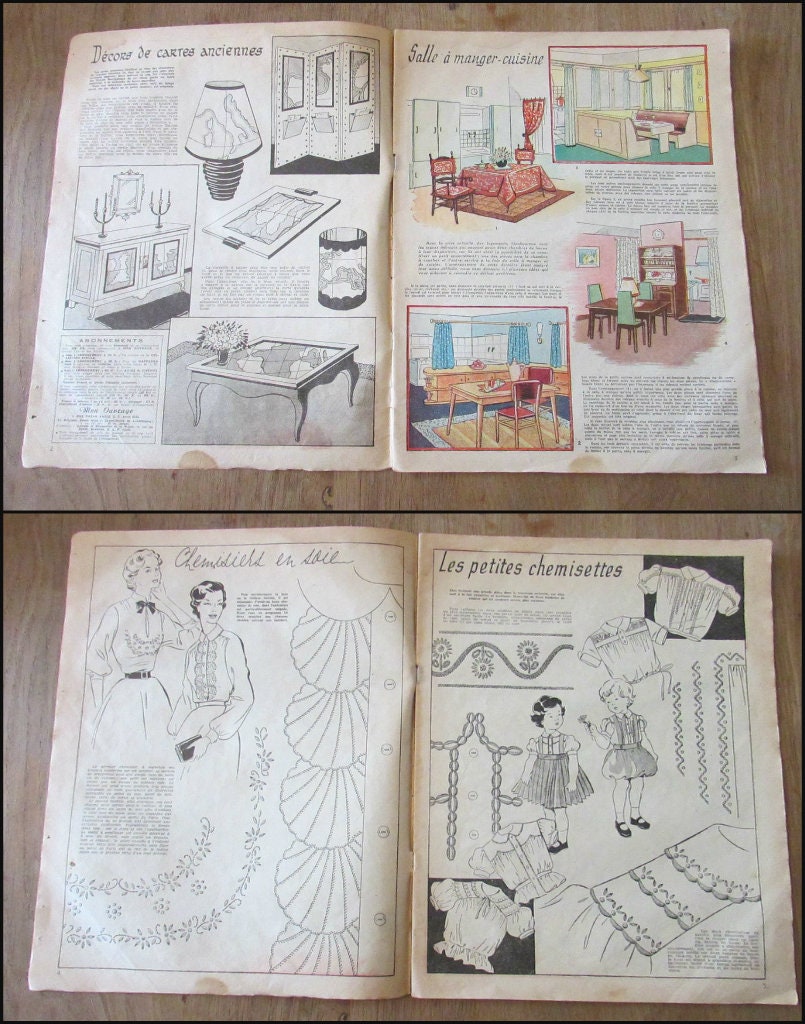 Two 1950s Mon Ouvrage (French women's craft magazines), Nos 50, & 84
