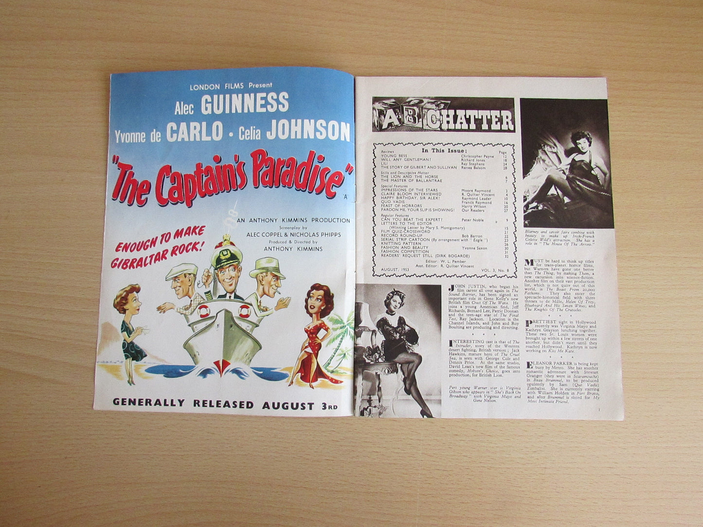 August 1953 ABC Film Review magazine: Stories & Pictures of The Films Coming Your Way