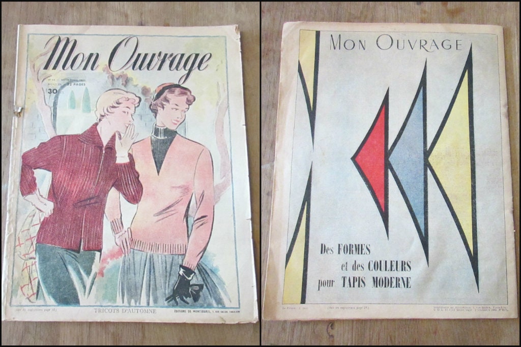 Two 1950s Mon Ouvrage (French women's craft magazines), Nos 50, & 84