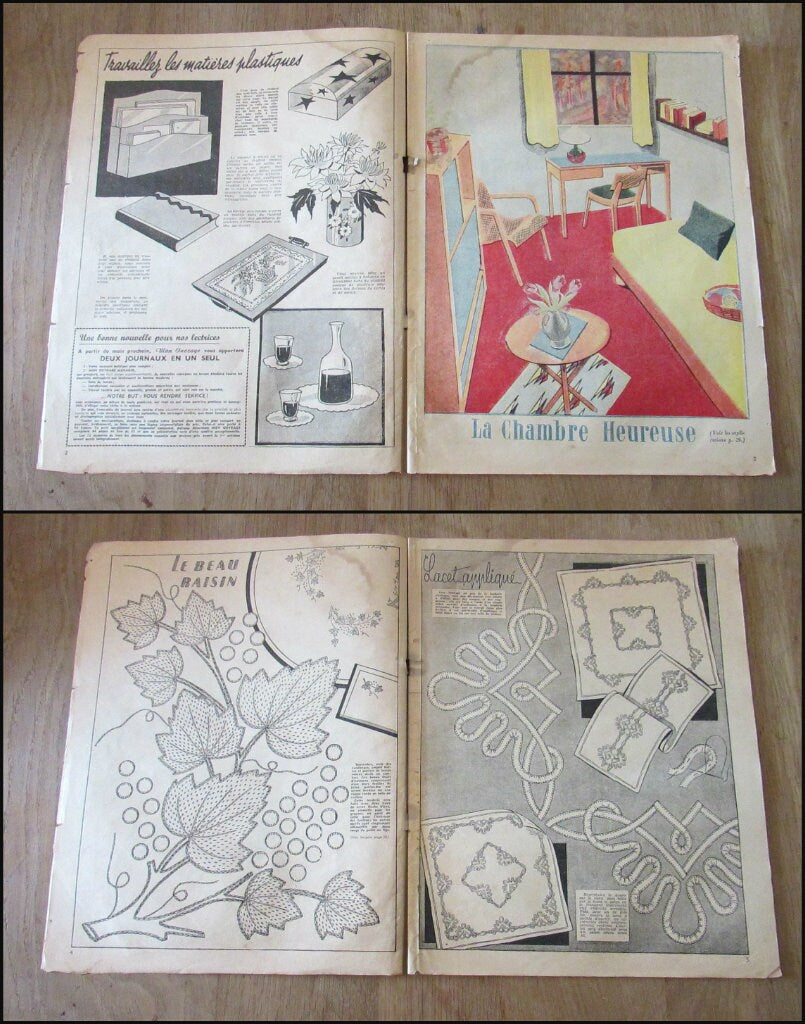 Two 1950s Mon Ouvrage (French women's craft magazines), Nos 50, & 84