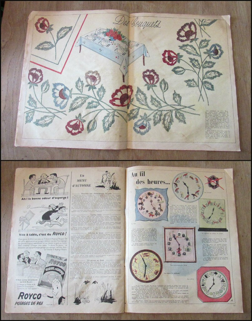 Two 1950s Mon Ouvrage (French women's craft magazines), Nos 50, & 84