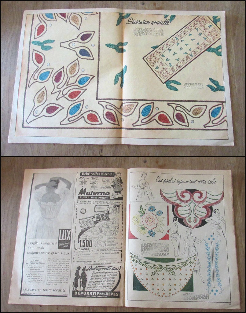 Two 1950s Mon Ouvrage (French women's craft magazines), Nos 50, & 84