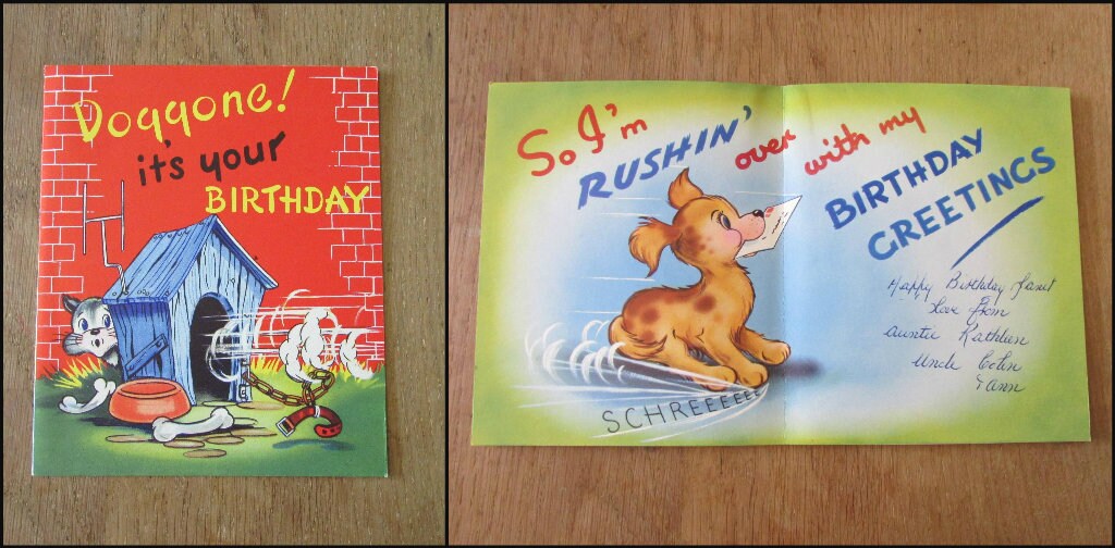 Assortment of nine used 1950s/60s greetings cards