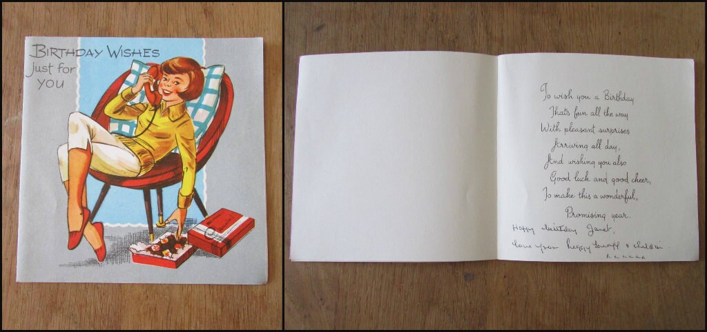 Assortment of nine used 1950s/60s greetings cards