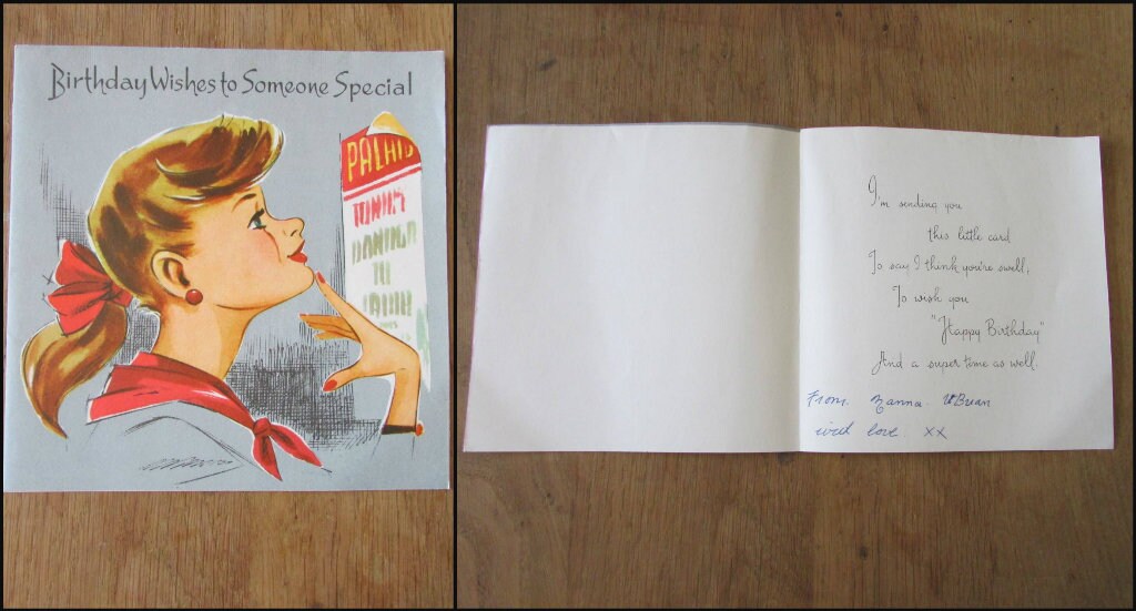 Assortment of nine used 1950s/60s greetings cards