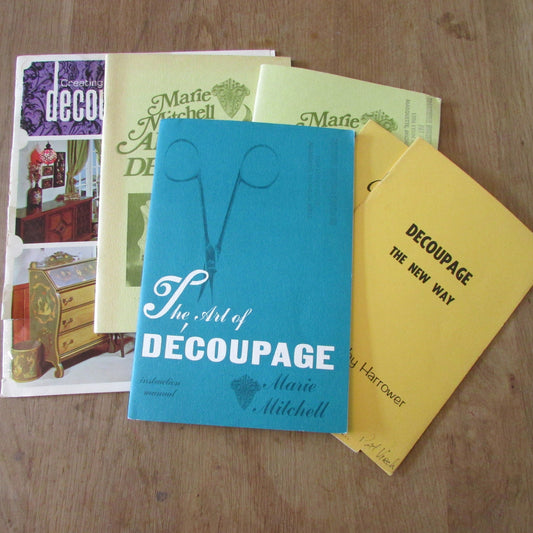 Assortment of vintage Decoupage guide books