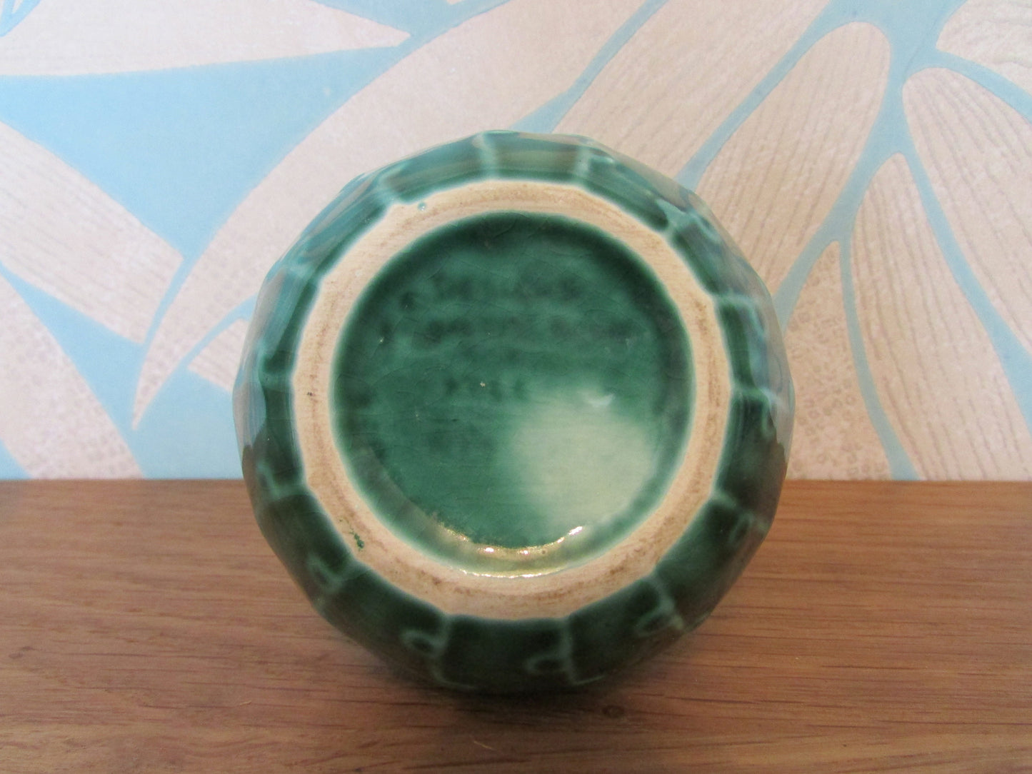 Vintage St Michael's House Pottery "Designs from the Book of Kells" small green vase