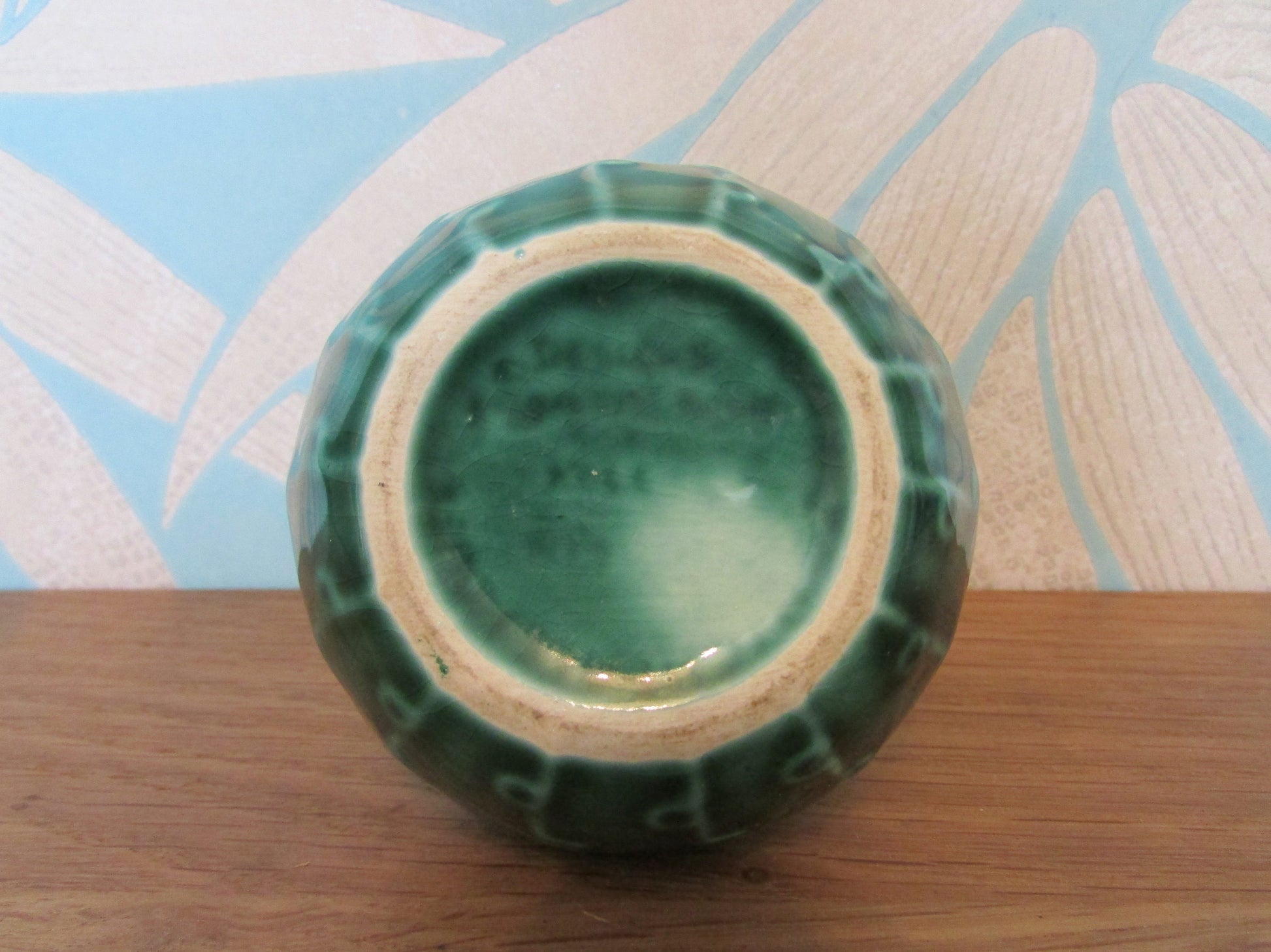 Vintage St Michael's House Pottery "Designs from the Book of Kells" small green vase