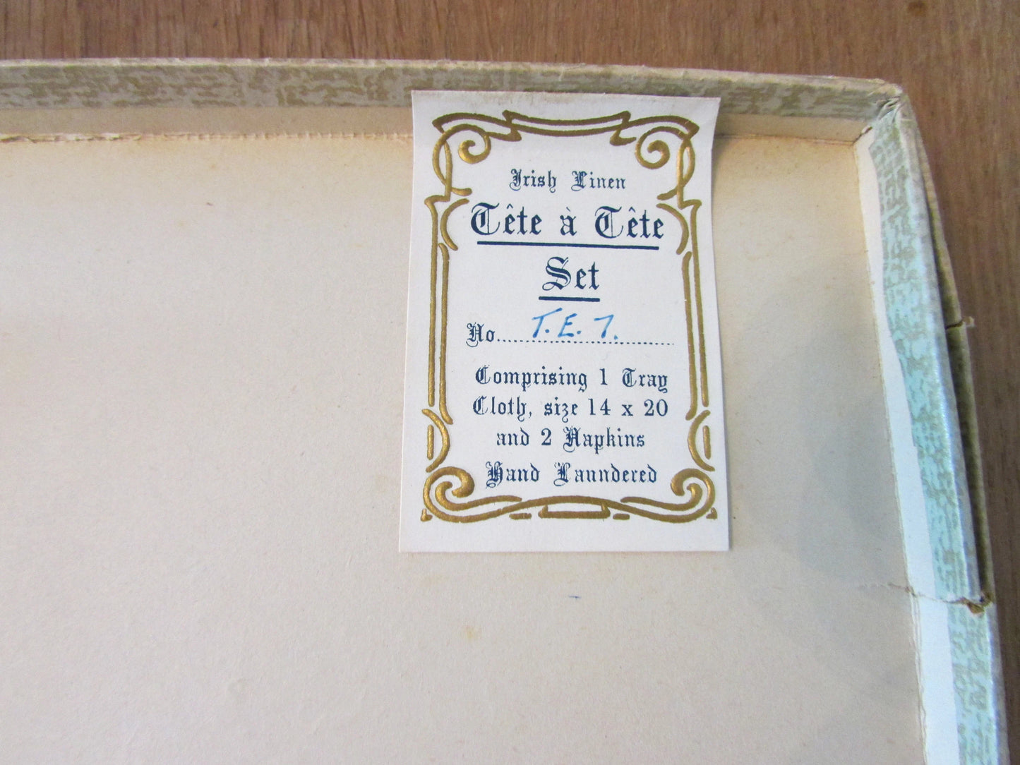 Vintage Irish Linen Tete a Tete tablelinen set, with original packaging
