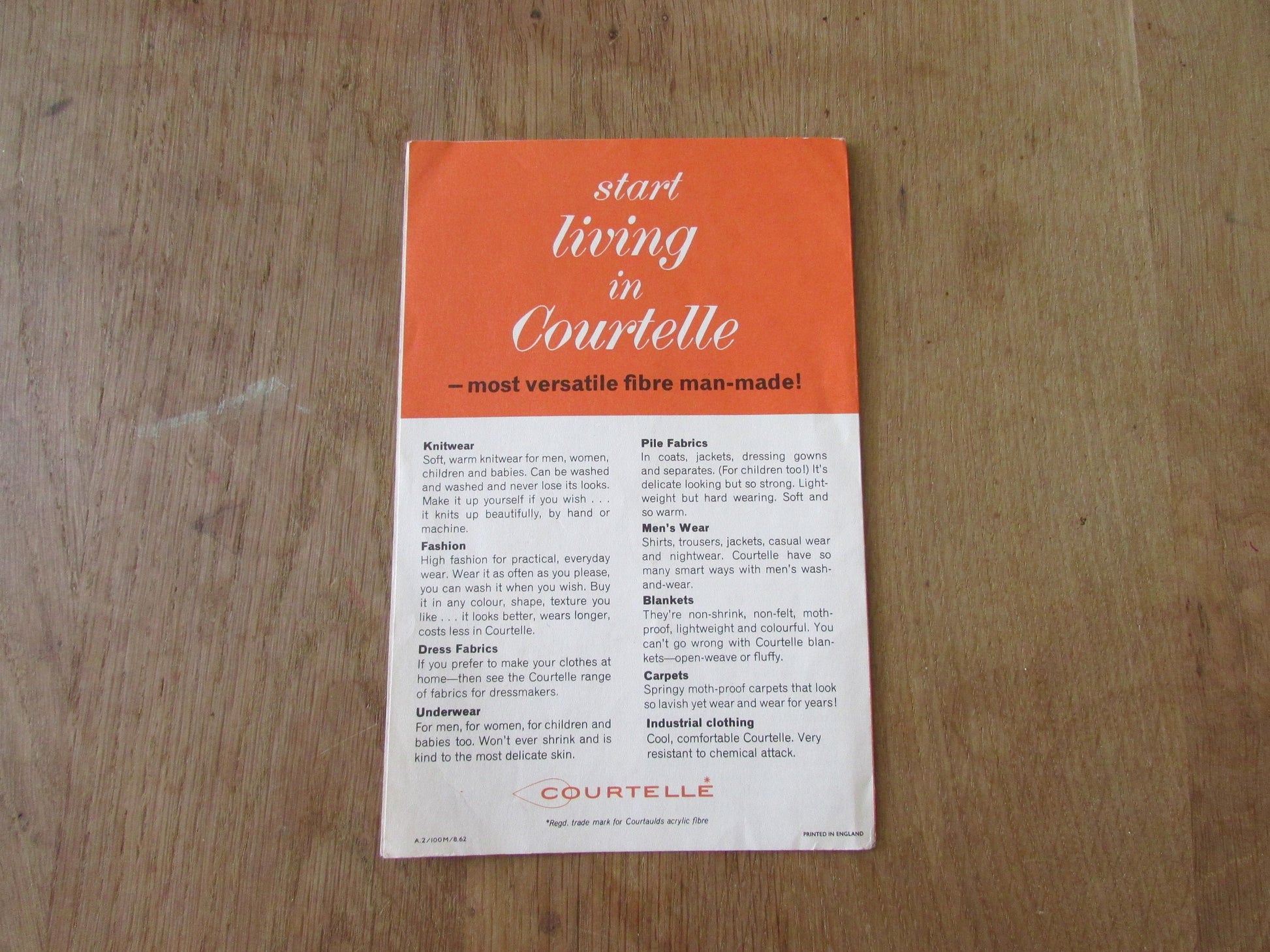 1962 Start Living in Courtelle Dressmakers Fabrics leaflet