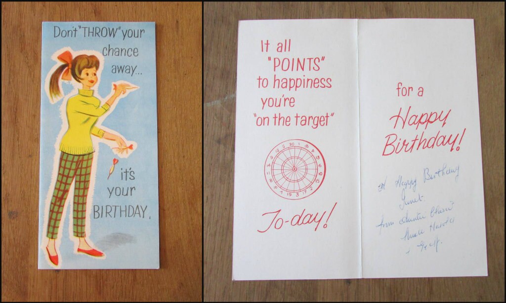 Assortment of nine used 1950s/60s greetings cards