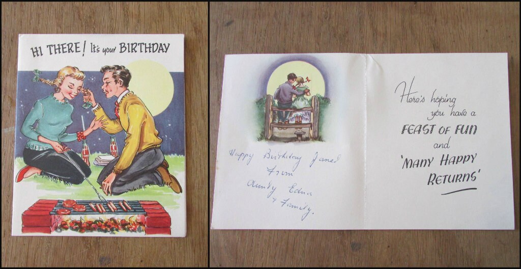 Assortment of nine used 1950s/60s greetings cards