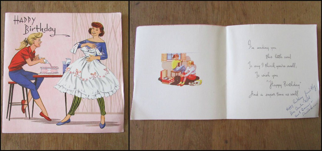 Assortment of nine used 1950s/60s greetings cards