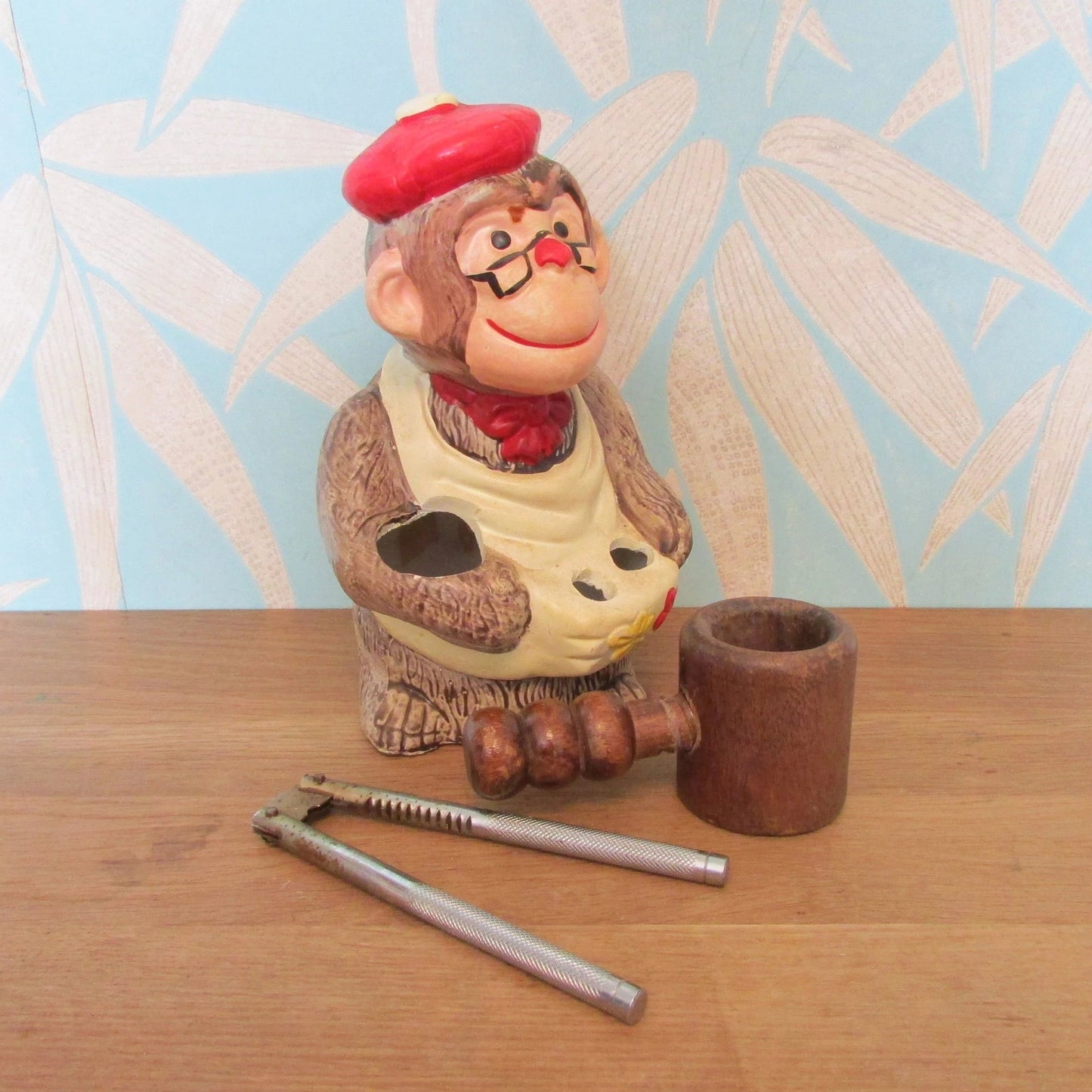 1970s novelty ceramic monkey nut cracker set