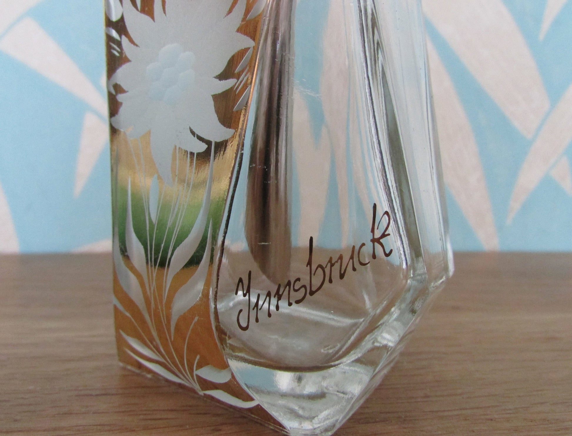 Vintage Innsbruck, Austria touristware handpainted gold edelweiss sugar pourer