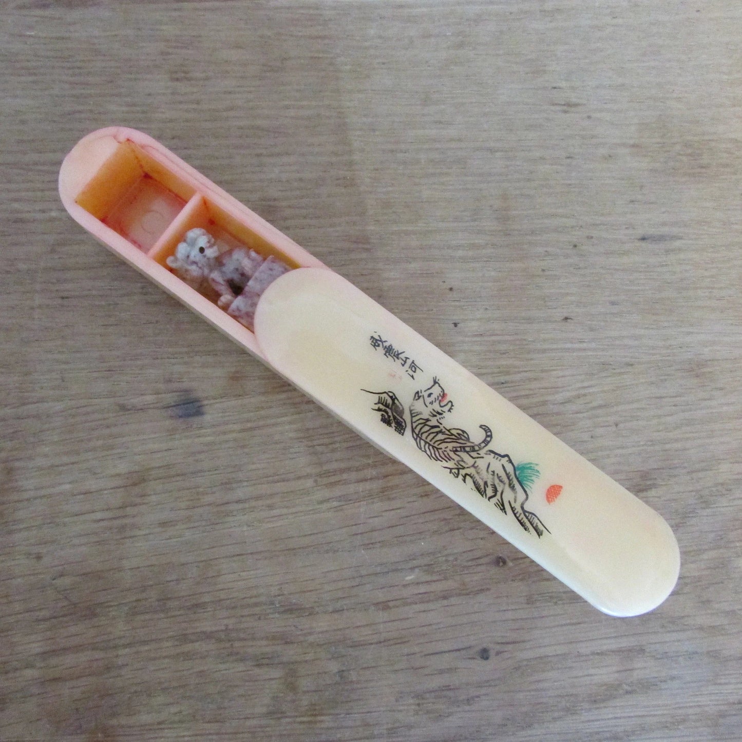 1940s/50s Japanese soapstone Hanko seal in Bakelite slide case