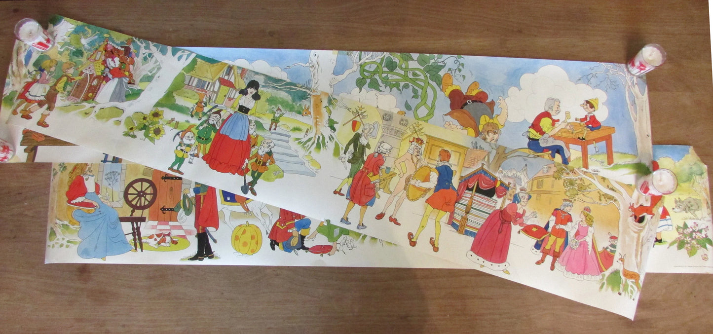 Set of three vintage James Galt & Co. nursery rhyme poster prints