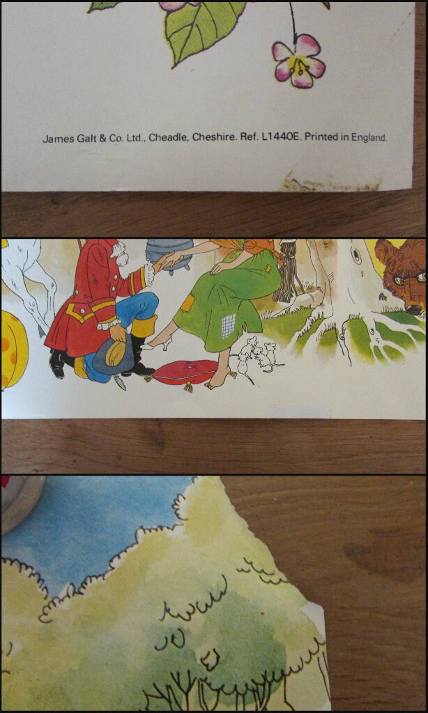 Set of three vintage James Galt & Co. nursery rhyme poster prints