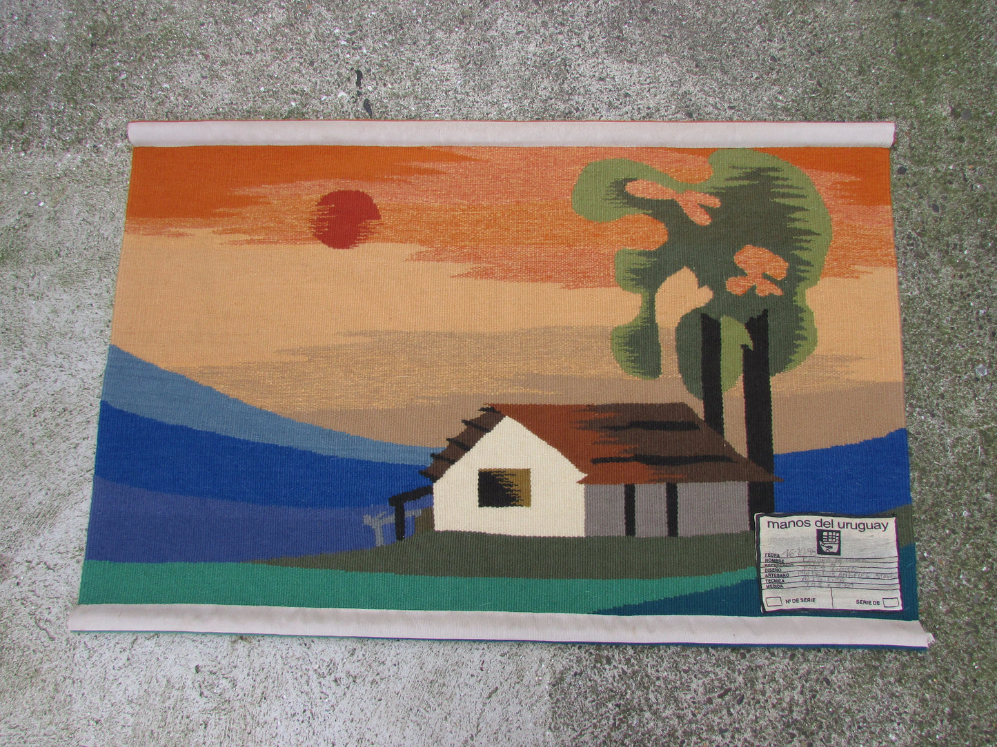 1998 Manos Del Uruguay handcrafted "Campo de Luna" wall tapestry